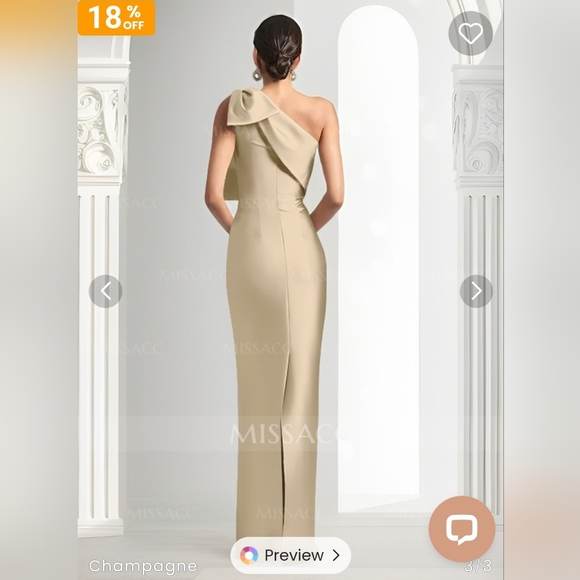 Womem's One Shoulder Prom Dresses with Bow Satin Mermaid Bridesmaid Dress - Picture 2 of 2